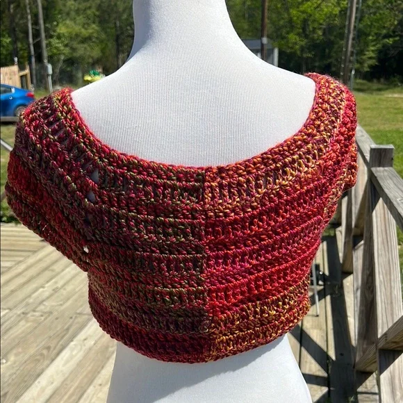 Handmade Multicolor Crochet Crop Top - Picture 4 of 4